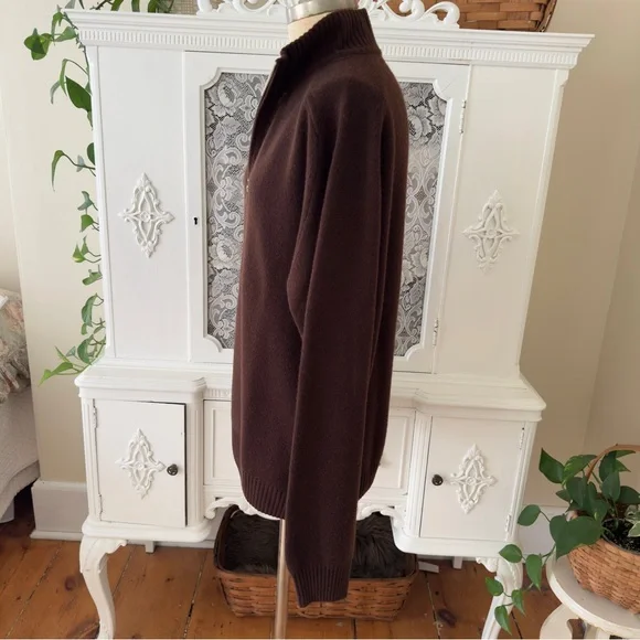 Vintage Made in Italy Brown Cashmere 1/4 Zip - Picture 6 of 9